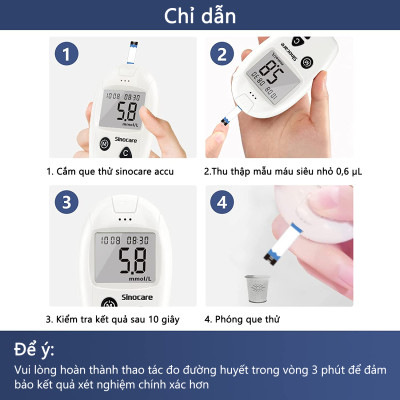 Máy Đo Đường Huyết Safe Accu Chính Hãng Sinocare Tặng Kèm 50 Que Thử+50 Kim Chích Máu