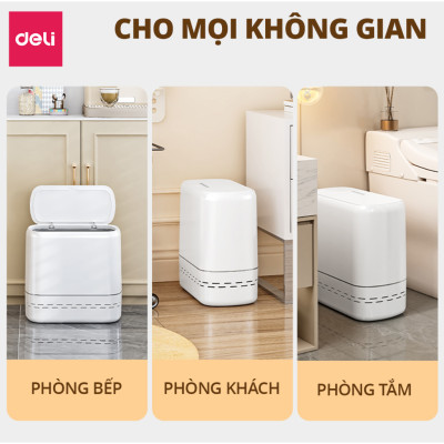 Thùng rác tự động căng túi rác 12L/15L DELIxVUSIGN thiết kế dáng dẹt tiết kiệm không gian, tối ưu nhà cửa
