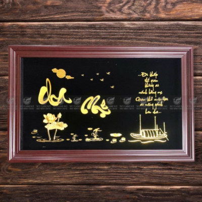 Tranh chữ cha mẹ dát vàng 24k(40×65 cm) MT Gold Art- Hàng chính hãng, trang trí nhà cửa, phòng làm việc, quà tặng sếp, đối tác, khách hàng, tân gia, khai trương 