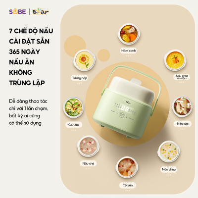 Nồi Nấu Cháo, Nấu Chậm Bear 1L SB-NNC10 Hàng chính hãng
