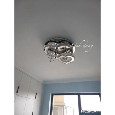 Pha lê chuẩn Đèn mâm Ca Sỹ Pha Lê ốp trần hình con tim KT 55x55cm, đèn ốp trần, đèn chùm phale, đèn thả trần M9207 DT
