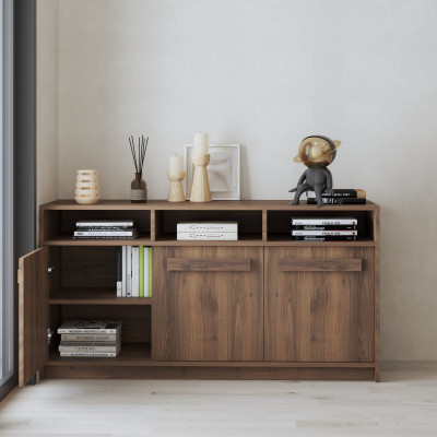 HAPPY FURNITURE , Tủ lưu trữ 3 cửa mở - RUBEL, TCM_225, 140cm x 40cm x 72cm DxRxC