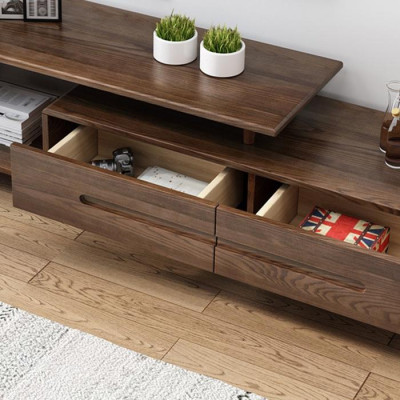 Kệ TV gỗ tự nhiên nguyên khối hình chữ nhật mặt kính 1m5, kệ tivi cao cấp LUX-KTV06