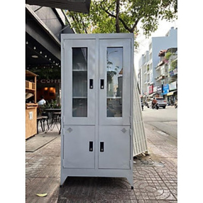 Tủ hồ sơ 4 cánh kính mở sơn tĩnh điện - BA