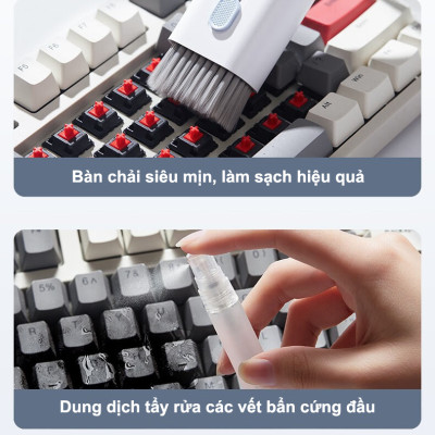 Bộ Dụng Cụ Vệ Sinh Tai Nghe, Bàn Phím, Máy Tính Đa Năng 7 Trong 1, Nhỏ Gọn, Tiện Lợi , Bộ Vệ Sinh Laptop Đa Năng 7 in 1 7in1 Cao Cấp Vệ Sinh Tai Nghe, Điện Thoại, Màn Hình, Máy ảnh Nhựa Abs Cao Cấp Dùng Cho / Airpods / iPhone / iPad Quà - Hàng Nhập Khẩu