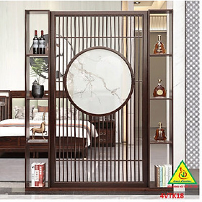Vách ngăn phòng khách, vách ngăn tủ kệ bằng gỗ 4VTK18- Nội thất lắp ráp Viendong adv