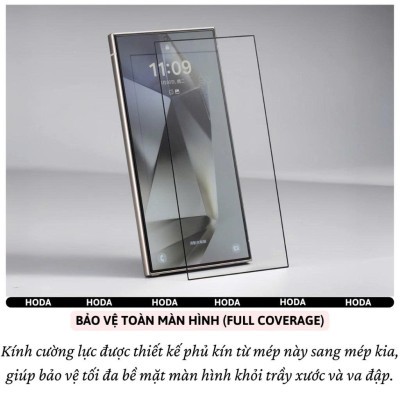 Kính cường Lực Hoda 0.21mm cho Samsung Galaxy S25Ultra / S24 Ultra - Độ trong 4K Full Màn Hình 9H Chống Xước Bẩn Nano - Hàng chính hãng
