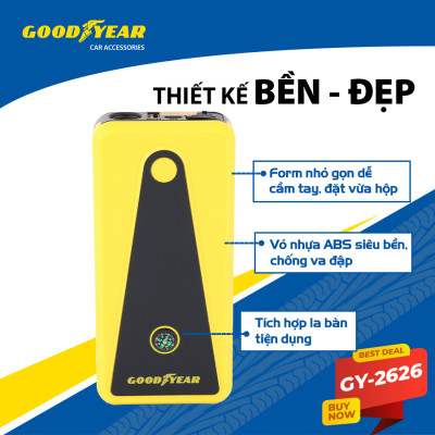 Bộ Kích Bình Cho Xe Hơi 400A GOODYEAR GY-2626 Đa Chức Năng Sạc Dự Phòng 6400mAh Tích Hợp La Bàn - Nhập Khẩu Chính Hãng