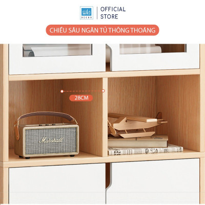 Tủ Sách Gỗ, Tủ Hồ Sơ Văn Phòng Có Cửa Kính Đơn Giản, Hiện Đại SIB Decor KG44