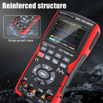 Đồng hồ đo điện vạn năng kỹ thuật số Zoyi ZT-703S 3 trong 1, tích hợp đo sóng hai kênh 50 mhz, lưu trữ dữ liệu dạng sóng, máy phát tín hiệu dao động kép, băng thông 280ms, tốc độ pc - Hàng Chính Hãng