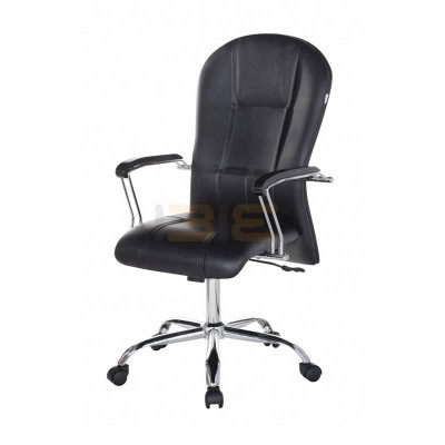 Ghế Trưởng Phòng Tay Ốp Gỗ Chân Thép Mạ Cao Cấp IBIE IB320A - Đen