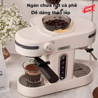 Máy pha cà phê bán tự động 3 trong 1 Espresso, Cappuccino, Latte. Kết hợp máy xay cà phê 15 chế độ. Thương hiệu Mỹ cao cấp HiBREW. HÀNG CHÍNH HÃNG
