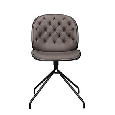 Ghế phòng họp chân cố định Beetle 3-P1 Nội thất Capta Ghế tiếp khách có nệm PVC cao cấp nâu bò và xám thân nhựa PP màu đen chân sắt sơn tĩnh điện tại HCM 