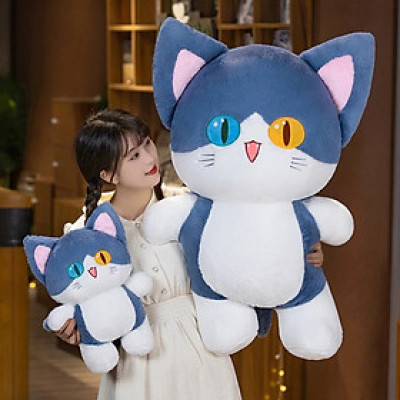 Thú nhồi bông mèo cá mập đáng yêu - Size từ 40cm đến 100cm - Quà tặng gấu bông mắt hai màu lông mịn dễ thương.