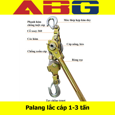 Pa Lăng Lắc Cáp ABG (Loại 2 Tấn), Ba Lăng Loại Dùng Cáp 7mm Để Kéo Căng Dây Cáp Tăng Cáp Điện, Cáp Quang Và Viễn Thông  - Hàng Chính Hãng