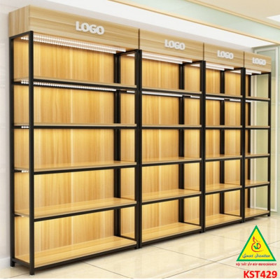 Kệ trưng bày sản phẩm, hàng hóa , kệ trang trí khung sắt mặt gỗ KST429 - NỘI THẤT LẮP RÁP VIENDONGADV