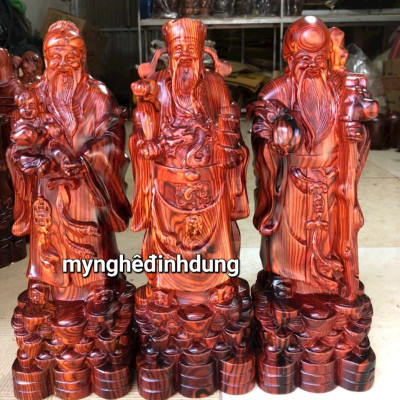 Bộ tượng phật tam đa phúc lộc thọ bằng gỗ trắc kt cao 30x11x9cm 