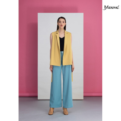 Áo vest vàng lụa bố, khuy cài Maxivic M022406