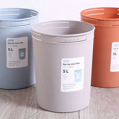 Sọt Rác Hiro, Thùng Đựng Rác 5L – 10L – 15L Dạng Tròn Sang Trọng Inochi