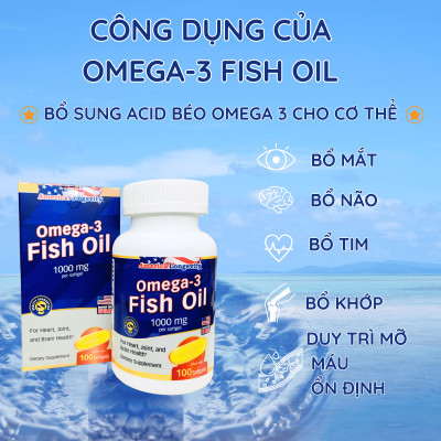 Dầu Cá Omega 3 Mỹ Fish Oil Giúp Bổ Mắt, Não, Tim
