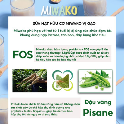 Combo 2 Hộp Sữa Miwako A+ Vị Vani & Vị Gạo Hộp 400g Nhập Khẩu Malaysia, Sữa Hạt Hữu Cơ Cho Bé Từ 1 Tuổi Dị Ứng Đạm Bò Chậm Nói Giúp Phát Triển Trí Não Chiều Cao