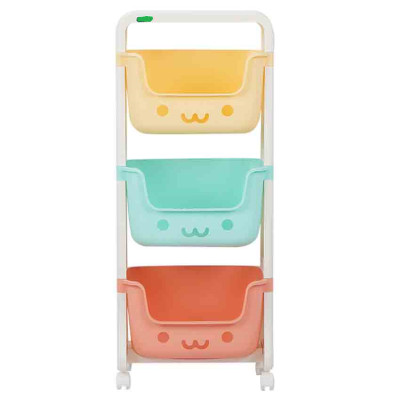 Kệ 3 tầng mặt cười dễ thương, có bánh xe di chuyển, chất liệu nhựa pp, màu sắc giao ngẫu nhiên - Hàng chính hãng