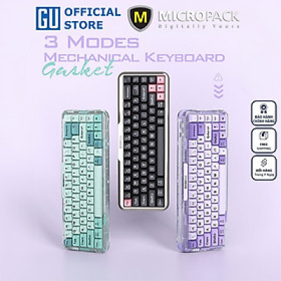 Bàn Phím Cơ Không Dây MicroPack Lifestyle K-168WM 3 Modes Wireless Mechanical Keyboard Vỏ Trong Suốt LED RGB Nhiều Màu Hàng Chính Hãng