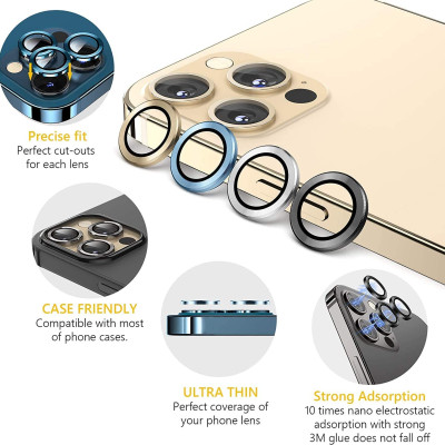 Bộ miếng dán kính cường lực bảo vệ Camera cho iPhone 13 Pro Max hiệu Wiwu Guard Lens Ring mang  lại khả năng chụp hình sắc nét full HD (độ cứng 9H, chống trầy, chống chụi & vân tay, bảo vệ toàn diện) - hàng nhập khẩu