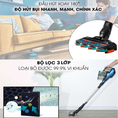 Máy hút bụi cầm tay không dây 3 trong 1 SpeedPro Aqua thương hiệu Philips FC6730/81 - Hàng Nhập Khẩu