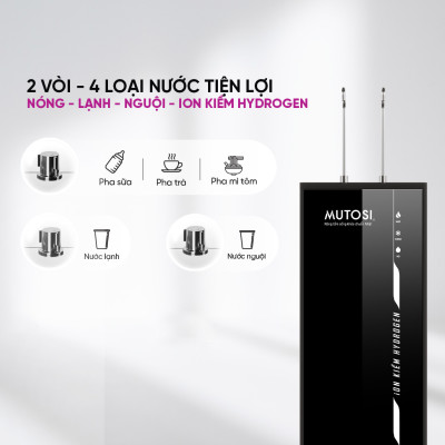 [Miễn phí vận chuyển & lắp đặt] Máy lọc nước Nóng - Lạnh - RO - Ion Kiềm Hydrogen. Hàng chính hãng Mutosi MP-S1021H - 10 cấp lọc, 2 vòi 4 chế độ nước