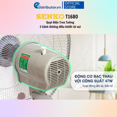 Quạt Treo Remote SENKO TR1683 ( Có Remote) / TR1628 (Có Điều Khiển Từ Xa) - Quạt T1682 / T1680 ( Không Có Điều Khiển Từ Xa) - Hàng Chính Hãng - Bảo Hành 12 Tháng - Quạt Treo Tường Senko Có Remote TR1628 (Tương tự mã TR1683)