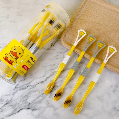 Đồ dùng vệ sinh -Hộp 8 cây bàn chải 2 in 1 cho bé ,kèm dụng cụ cạo lưỡi ,giúp giảm vi khuẩn gây sâu răng và hôi miệng ,cán cầm chống trượt ,lông bàn chải sợi tơ siêu mềm , giúp chải răng sạch hơn ,an toàn và tiện lợi
