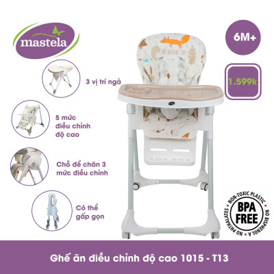 Ghế đa năng Mastela 1015 ngả, nâng hạ độ cao, có bánh xe / TẶNG BÁT THÌA ĂN DẶM UPASS CHÍNH HÃNG