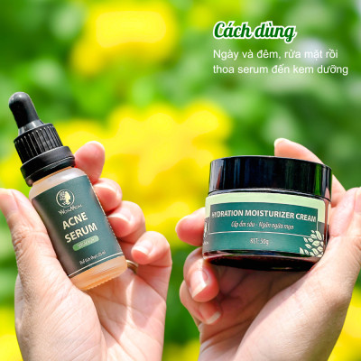 Bộ trắng da, sạch mụn cơ bản Wonmom ( 1 Kem cấp ẩm + 1 Serum mụn )