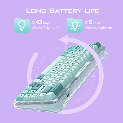 Bàn Phím Cơ Không Dây MicroPack Lifestyle K-168WM 3 Modes Wireless Mechanical Keyboard Vỏ Trong Suốt LED RGB Nhiều Màu Hàng Chính Hãng