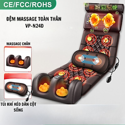Đệm massage toàn thân Vispo VP-N24D Có 10 điểm rung toàn thân, massage chân riêng, túi khí kéo giãn cột sống