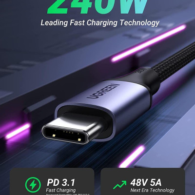 Cáp sạc và truyền dữ liệu USB Type C 5A 240W Ugreen 90440 (Dài 2m) - Hàng Chính Hãng