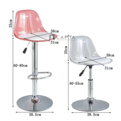 Ghế đảo bếp thân nhựa nệm pvc màu trắng CB2201-PC Nội thất Capta Ghế quầy bar thân trong suốt nệm pvc trắng chân thép cao mạ chrome tại tp hcm