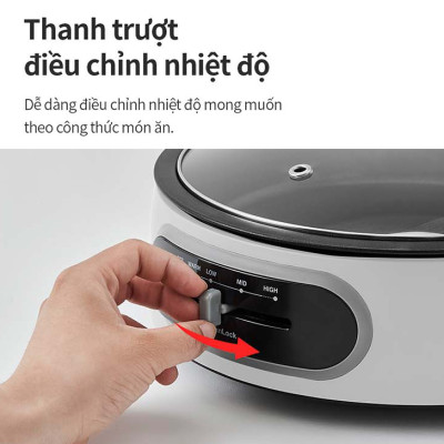 Nồi điện đa năng LocknLock 2 trong 1 nướng lẩu tối ưu 4 chế độ nhiệt (4 Lít)- EJP544WHT - Hàng chính hãng