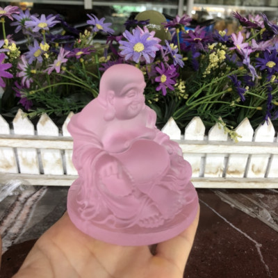 Tượng Phật Di lặc ngồi phong thuỷ đá lưu ly đặt bàn làm việc, taplo xe ô tô