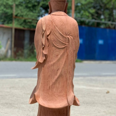 Tượng phật địa tạng vương bồ tát bằng gỗ hương đá liền khối đẹp long lanh  kt cao 100m×34×33cm