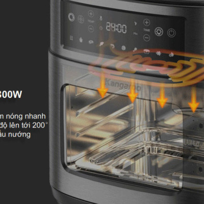 Lò chiên không dầu 12L Kangaroo KG12AF1A - Rapid Air - 1800W - Hàng chính hãng, Bảo hành 12 tháng