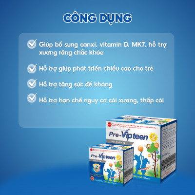 [MUA 1 TẶNG 1] Pre-Vipteen 2 Giúp Tăng Chiều Cao,Tăng Sức Đề Kháng Cho Trẻ Từ 6 Tháng Tuổi  HSD T5/2026
