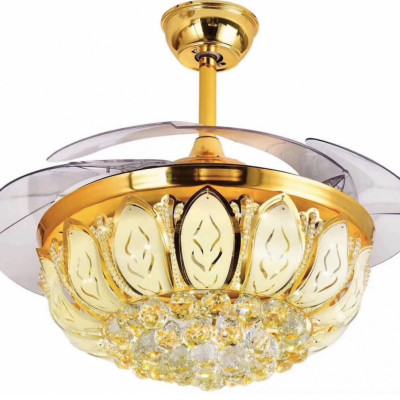 Quạt trần giấu cánh, cánh cụp cánh xòe cap cấp, có đèn trang trí, động cơ DC tiết kiệm điện