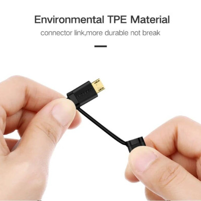 Ugreen UG30177US142TK 1.5M màu đen Cáp USB-A 2.0 sang Micro USB + USB-C - HÀNG CHÍNH HÃNG