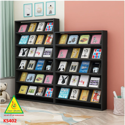 Kệ sách gỗ MDF, Kệ đựng sách báo, Kệ sách ở trường KS402 - NỘI THẤT LẮP RÁP VIENDONGADV