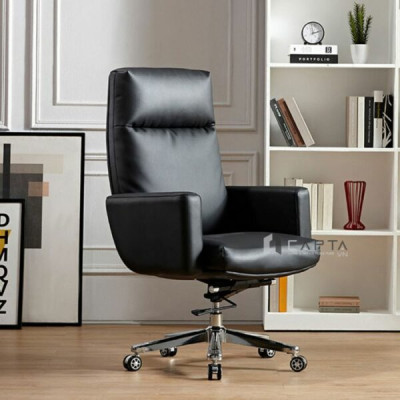Ghế làm việc nệm PU mềm CM4607-P Nội thất Capta Ghế văn phòng ngả lưng 3 cấp nệm PU dày đen và xám hiện đại nhập khẩu chân thép xoay cao cấp offical chair hcm