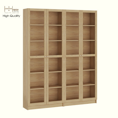 HAPPY FURNITURE , COMBO 2 kệ sách 6 tầng cửa kính - CATY , KSA_087 , 160cm x 30cm x 202cm DxRxC
