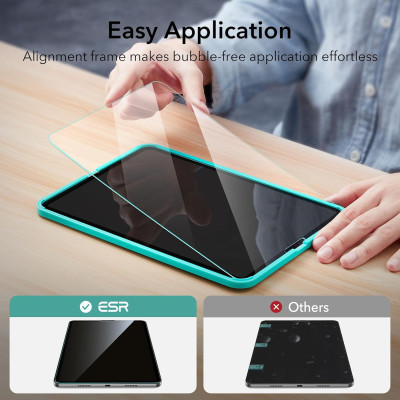 Bộ 2 miếng dán màn hình ESR cho iPad Pro 12.9 inch (2022/2021/2020/2018, thế hệ 6/5/4/3), Kính cường lực có khung căn chỉnh - Hàng Chính Hãng
