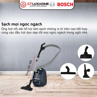 Máy Hút Bụi Có Dây Bosch BGLS42035, 2000W, 10A, 10m, túi chứa bụi 4 lít [Hàng chính hãng]